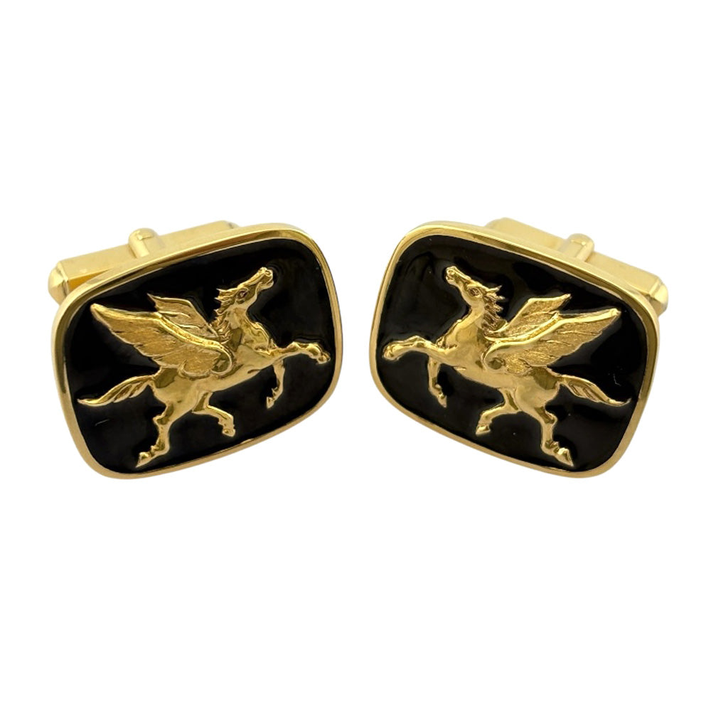 MIKIMOTO ミキモト カフス 18金 K18イエローゴールド エナメル メンズ