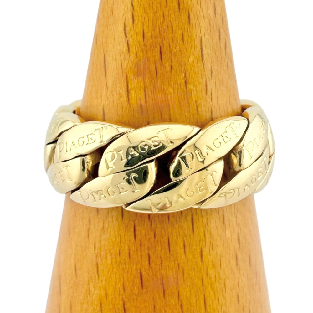ロゴ金色リング指輪14刻印 PIAGET ピアジェ ロゴ リング 指輪 14号 18金 K18イエローゴールド