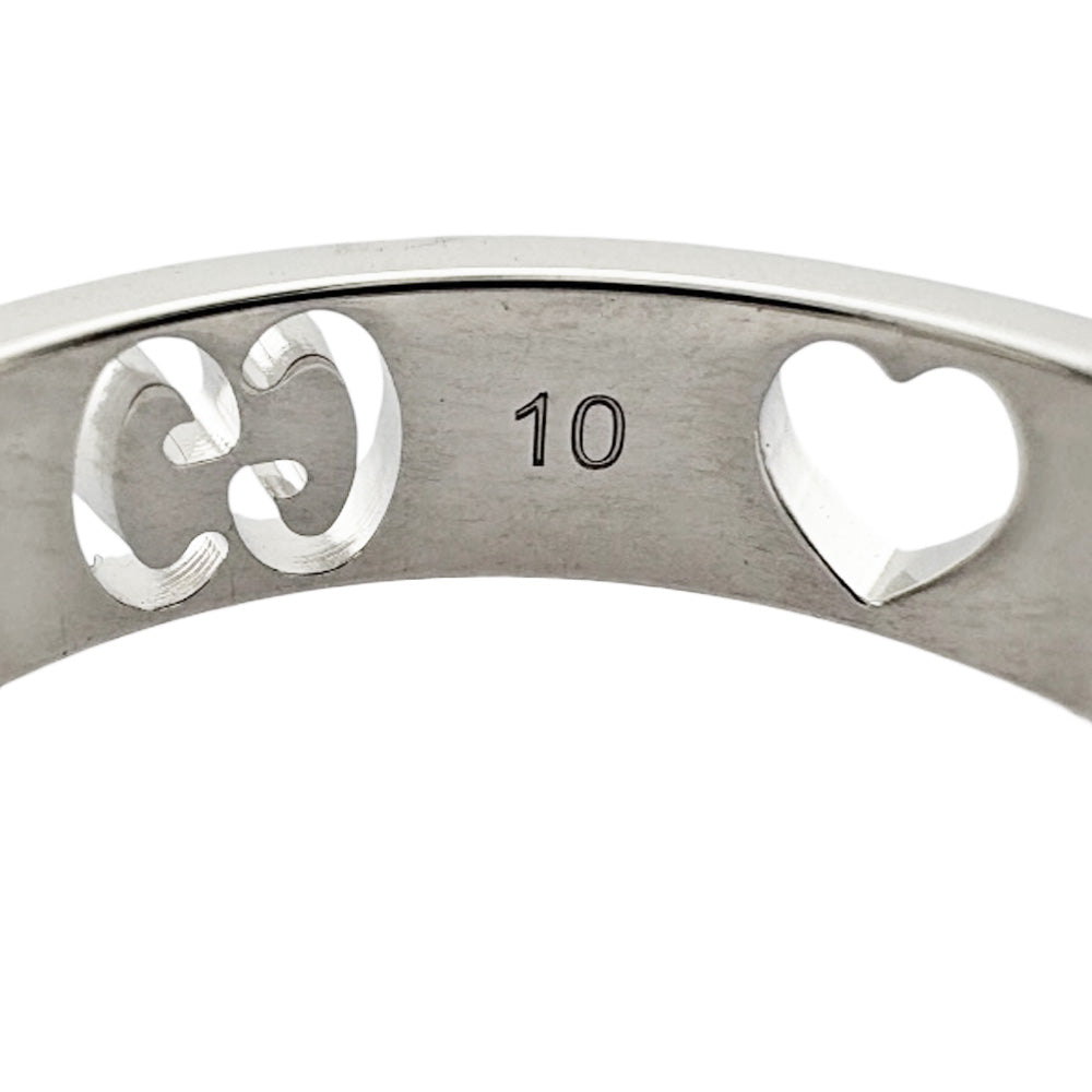 GUCCI グッチ アイコンハート リング 指輪 9.5号 18金 K18ホワイト