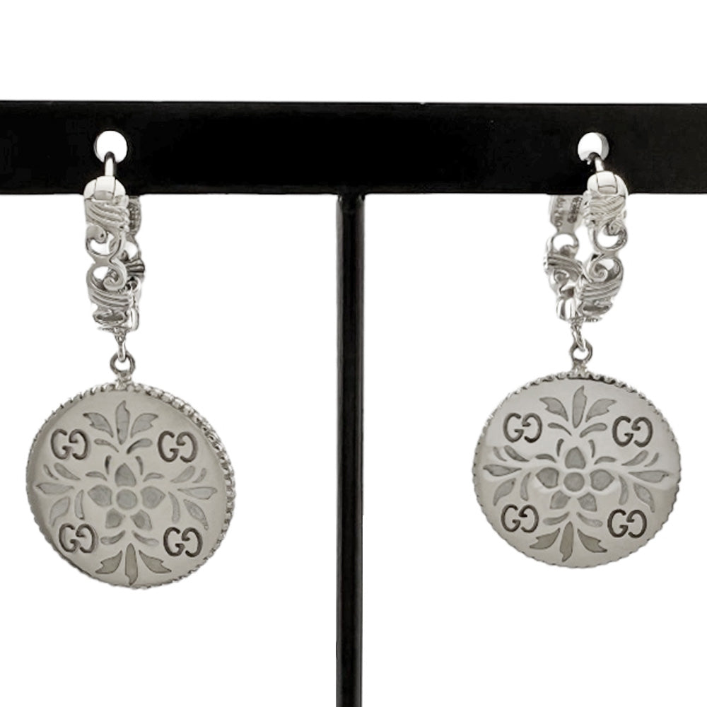 GUCCI グッチ アイコンブルーム ピアス 18金 K18ホワイトゴールド