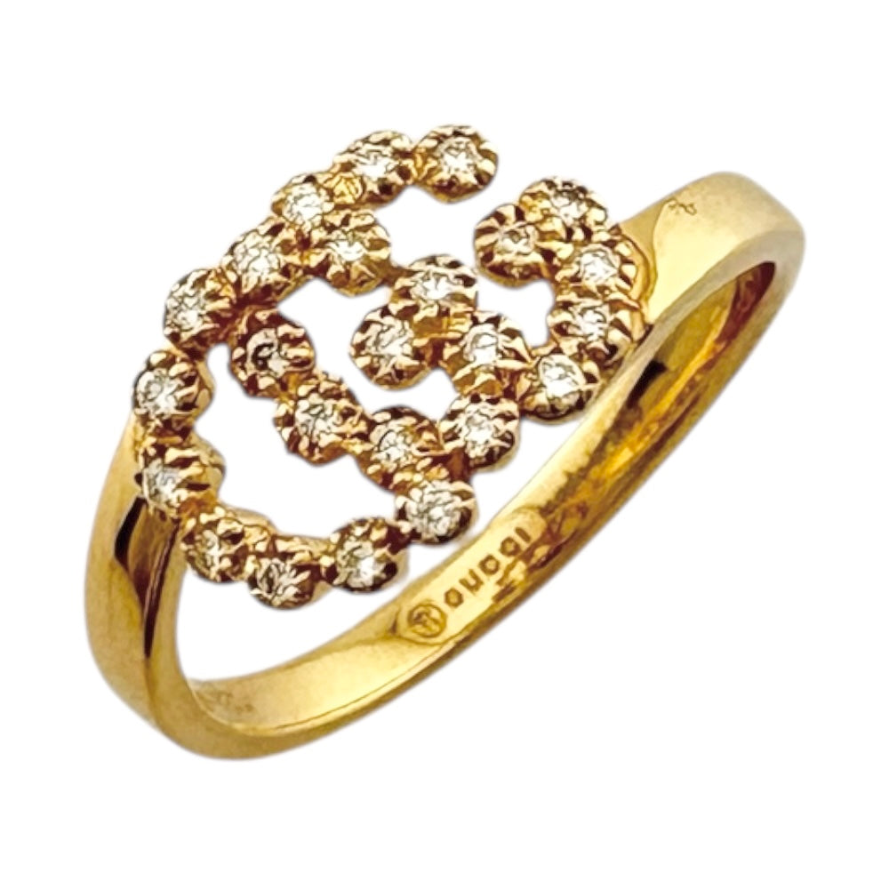 GUCCI GG Running Ring Size 7.5 18K K18 Yellow Gold Diamond Women's