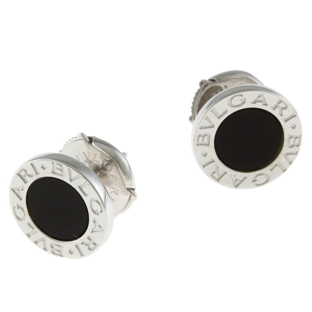 中古】 ブルガリ BVLGARI K18WG ピアス オニキス Wブルガリ 18金 K18