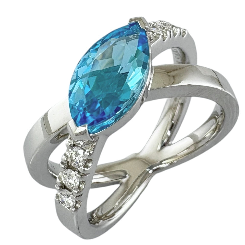 夏セール♡TASAKI♡K18ゴールド&コンビ 大粒ブルートパーズリング TASAKI タサキ リング 指輪 13号 18金 K18ホワイトゴールド ブルー