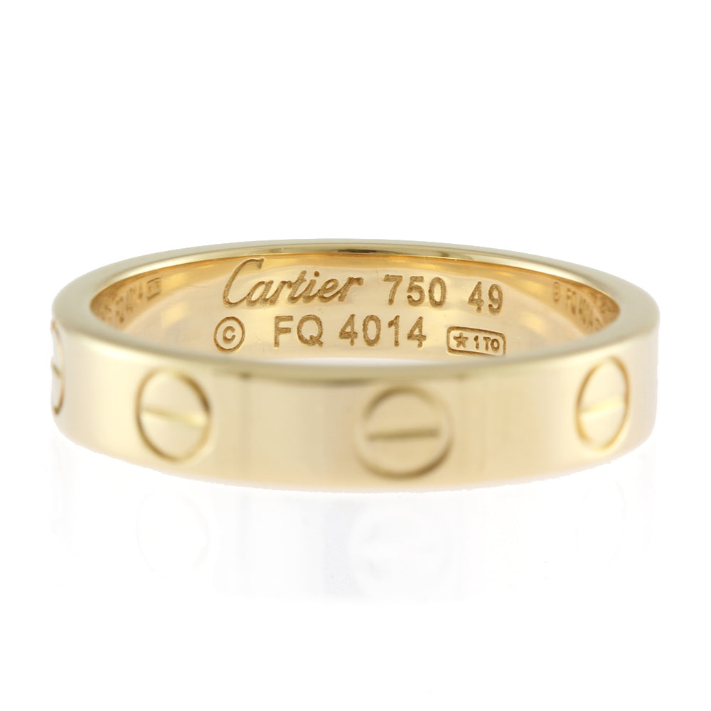 Cartier Mini Love Ring, Size 8.5, 18K Yellow Gold, Women's