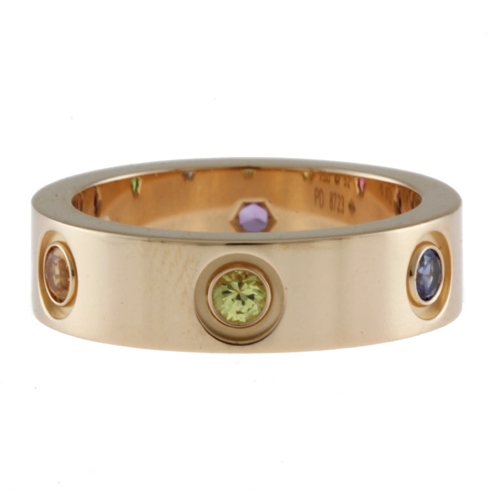 CARTIER Love Ring, size 12, 18K, K18 pink gold, sapphire, women's