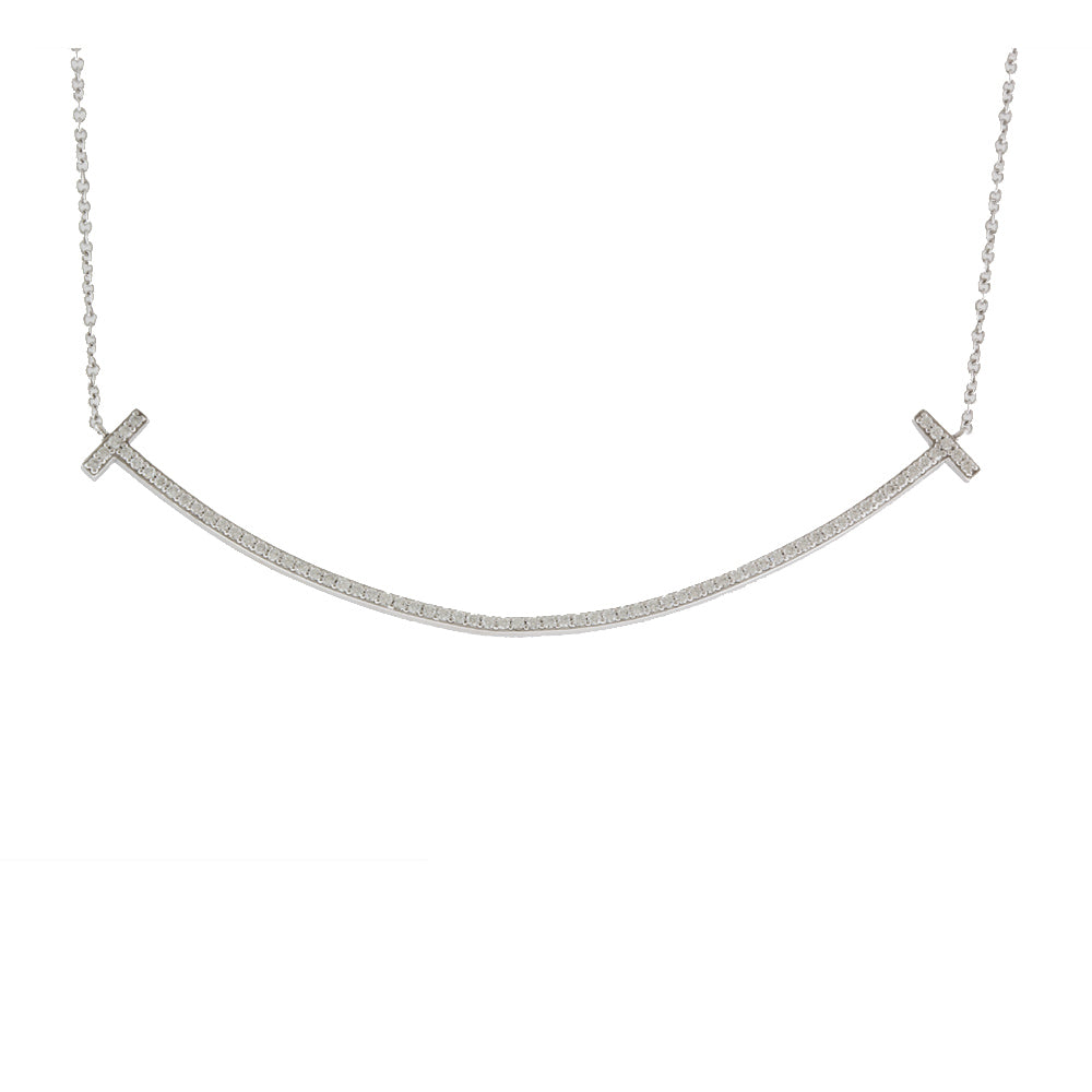 TIFFANY&Co. Tiffany T Smile Diamond Necklace 18K K18 White