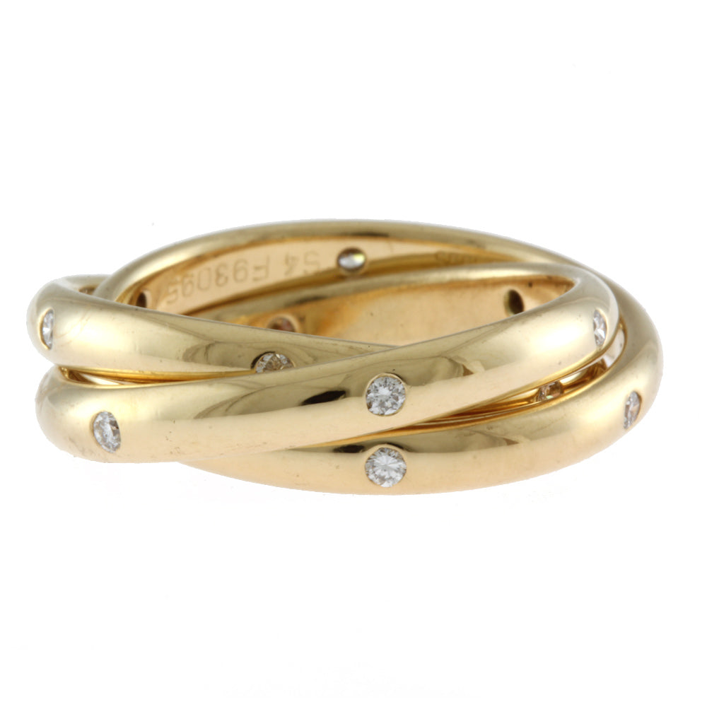 Cartier ゴールドリング ダイヤモンド付き CRN4778300 - トリニティ リング、ラージモデル、パヴェ - ホワイト