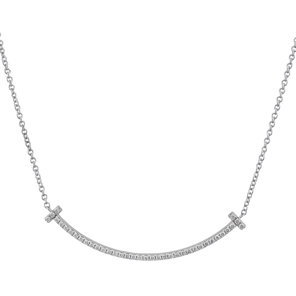 Tiffany & Co. Tiffany T Smile Necklace 18 Gold K18 White