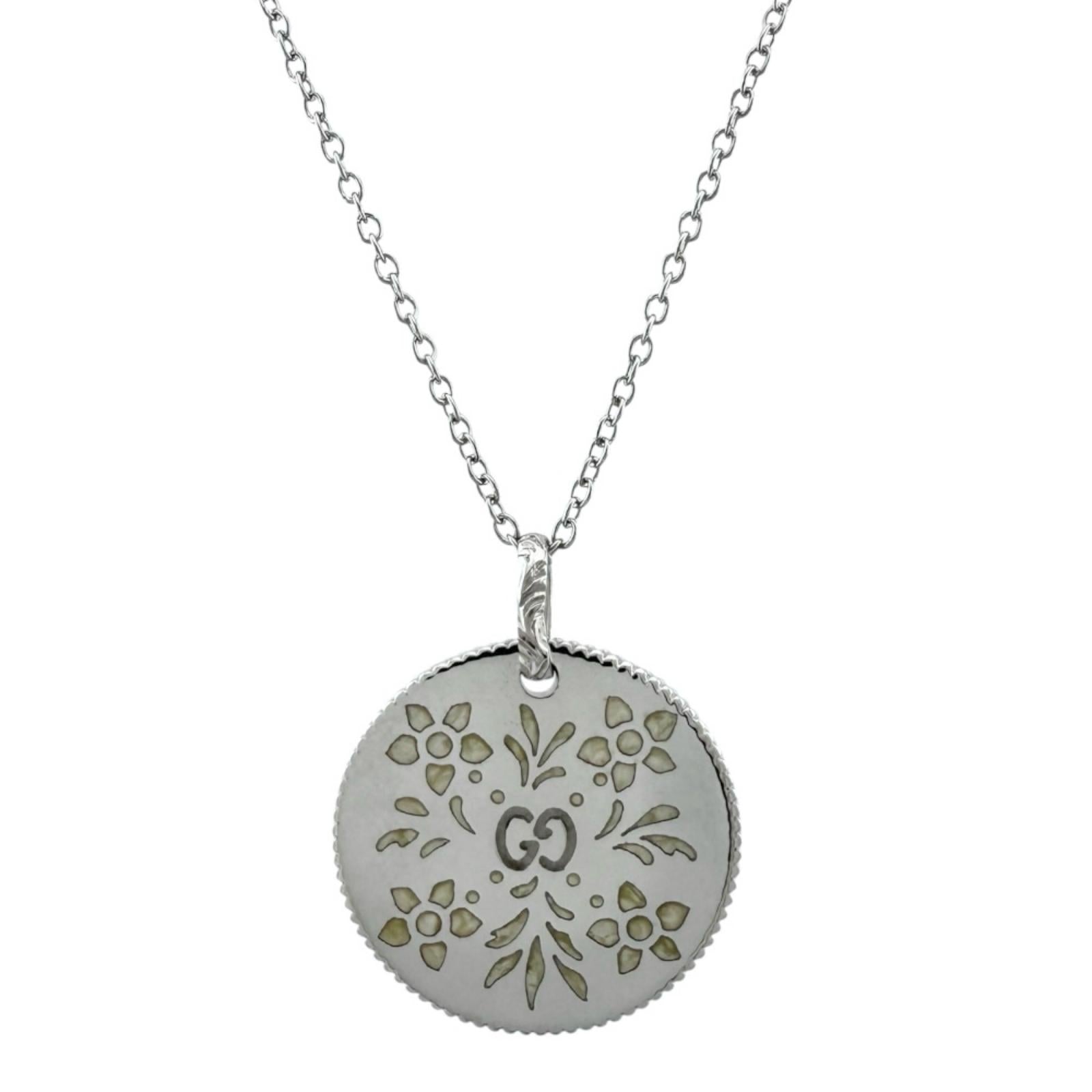 GUCCI グッチ アイコンブルーム ネックレス 18金 K18ホワイトゴールド