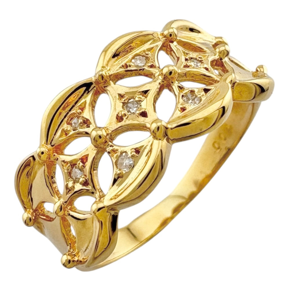 リング 指輪 10号 18金 K18イエローゴールド ダイヤモンド レディース  