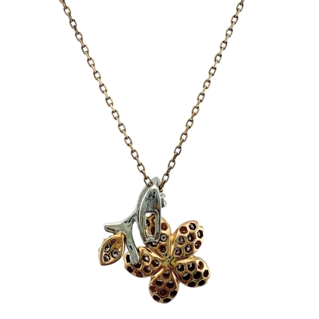 中古美品K18天然ダイヤモンドゴールドネックレス保証書付き ダイヤモンド K18ネックレス(イエローゴールド/4月誕生石/鑑別書