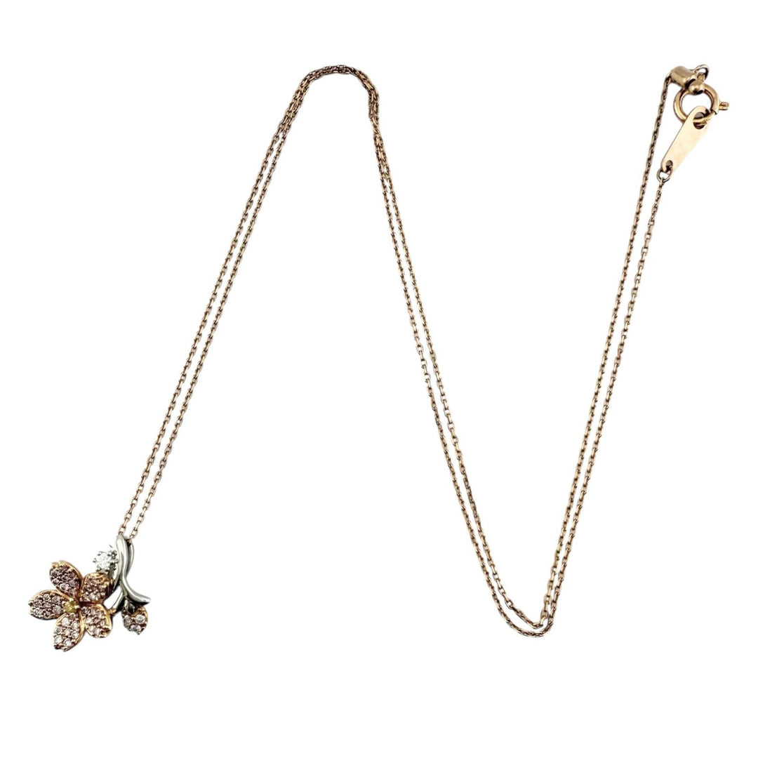 ネックレス 18金 K18ピンクゴールド ダイヤモンド レディース 中古