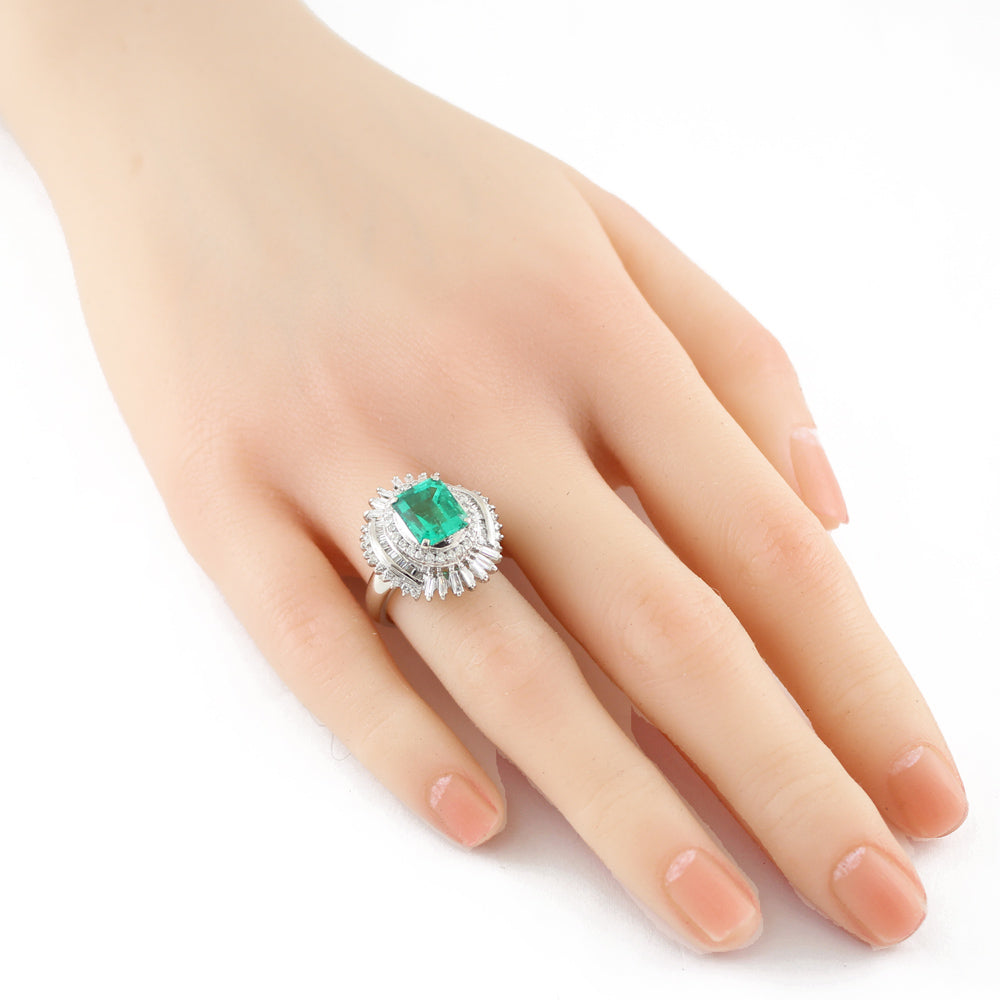 リング 指輪 11.5号 Pt900プラチナ エメラルド レディース 中古  