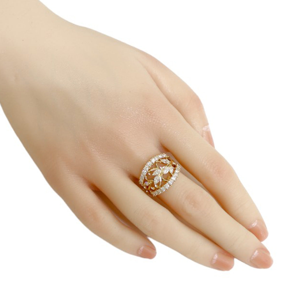 18金ダイヤリング 植物・木の葉 リング 指輪 17号 18金 ダイヤモンド 1.57ct