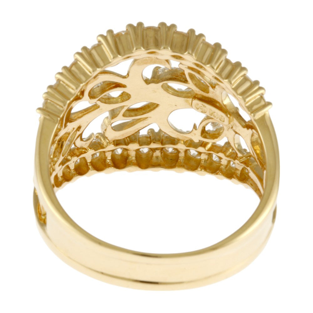 植物・木の葉 リング 指輪 17号 18金 ダイヤモンド 1.57ct