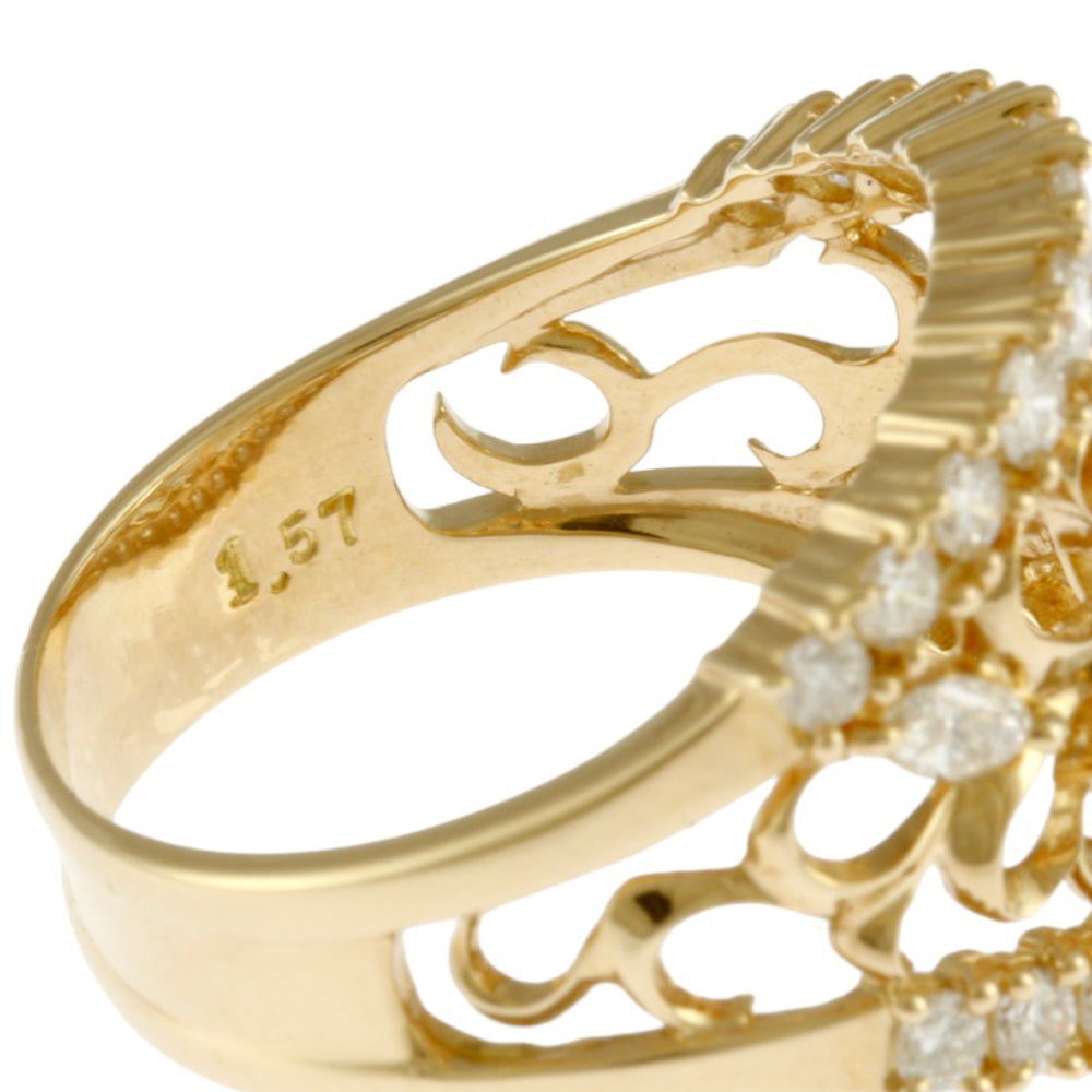 18金ダイヤリング ギンザクロスオーバー〕K18イエローゴールド ダイヤモンド