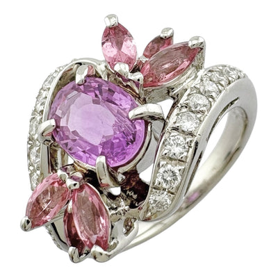pt900刻印＊淡いピンクの清楚なサファイア＊ツイストデザイン リングです Pt900 0.6ct ピンクサファイア リング 送料無料 プラチナ PT