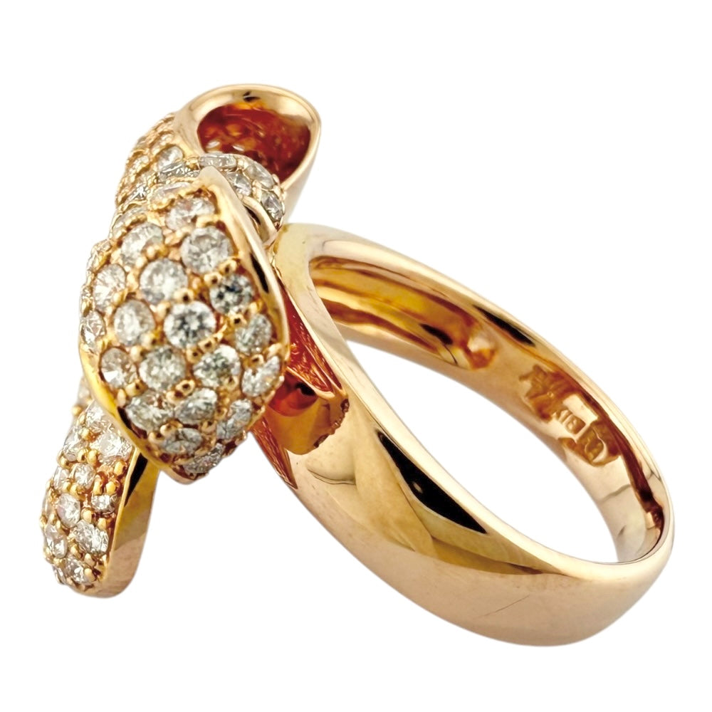 リボン リング 指輪 9号 18金 K18ピンクゴールド ダイヤモンド 1.75ct