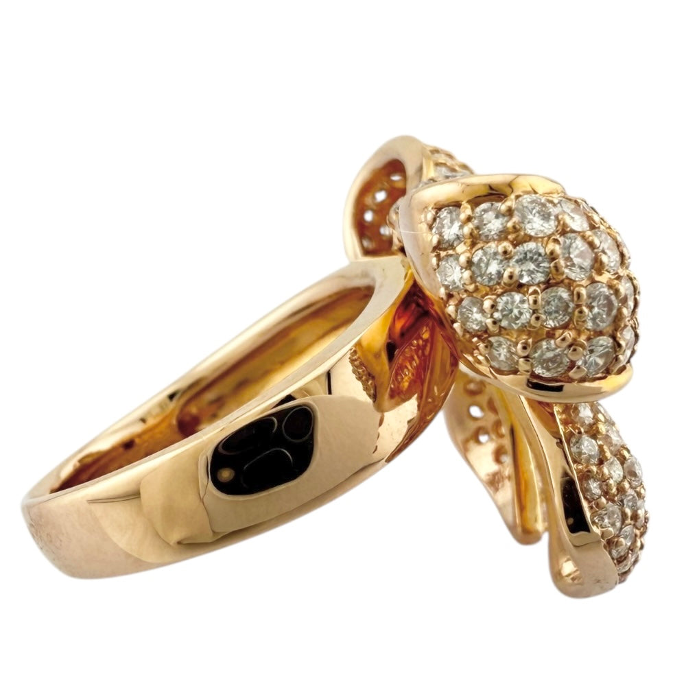 リボン リング 指輪 9号 18金 K18ピンクゴールド ダイヤモンド 1.75ct