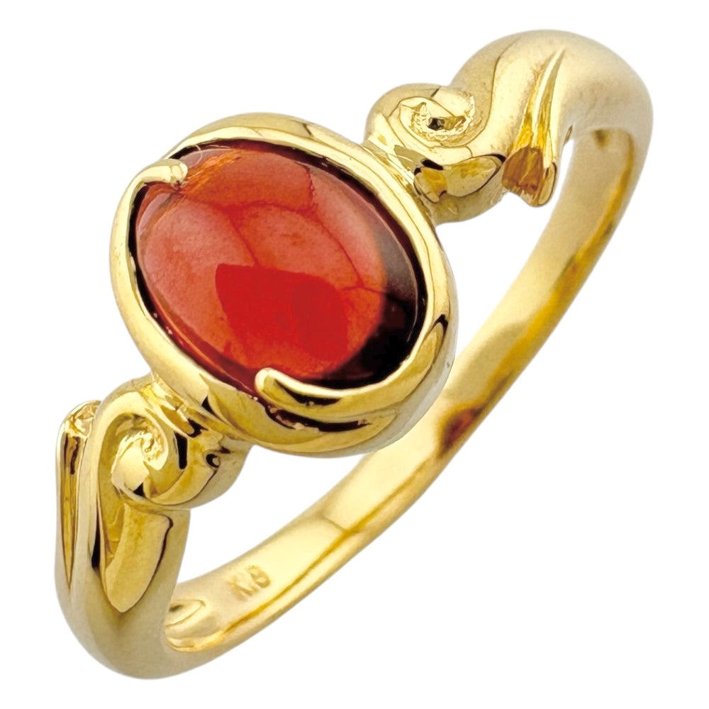 リング 指輪 14.5号 18金 K18イエローゴールド ガーネット レディース