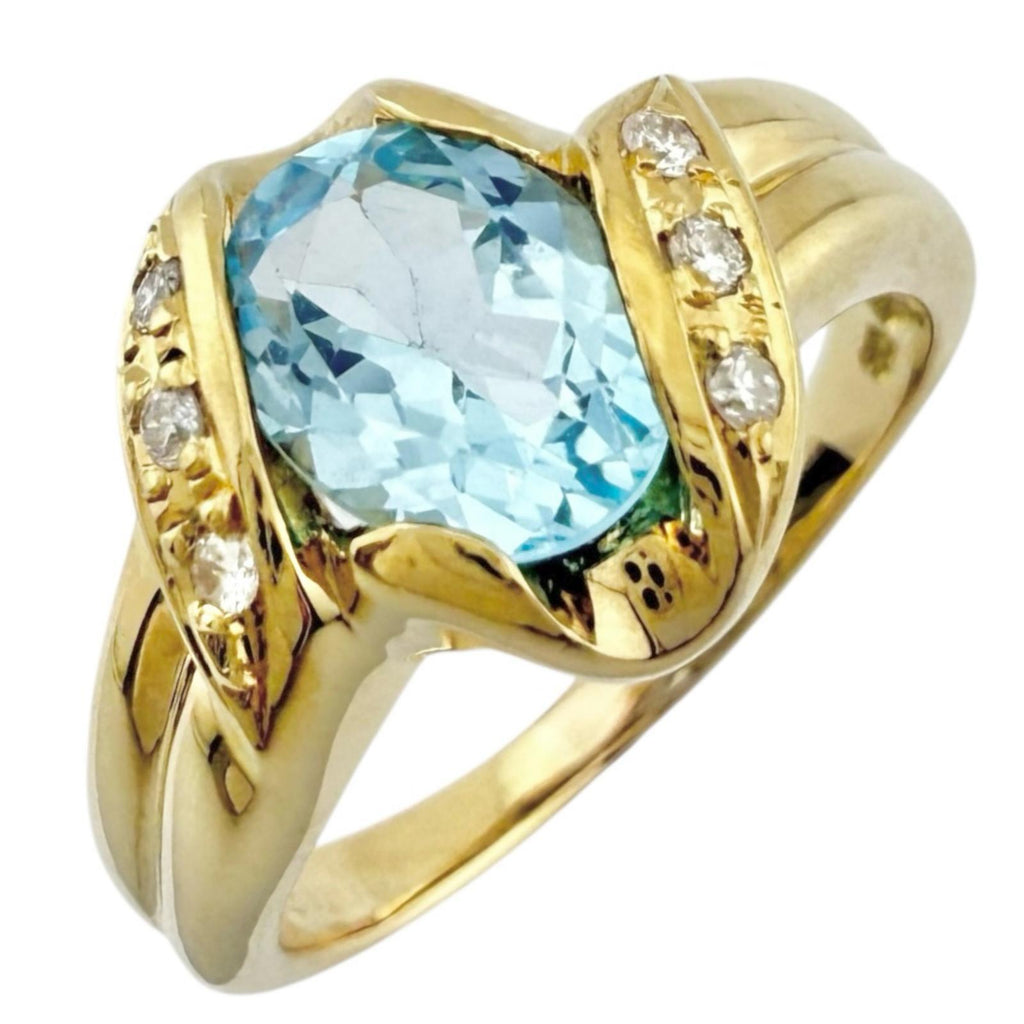 リング 指輪 15.5号 18金 K18イエローゴールド ブルートパーズ