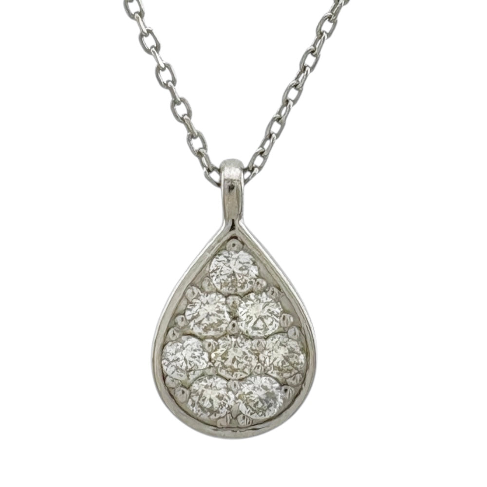 おかん　4℃ ドロップモチーフダイヤネックレス0.12ct Pt850 ネックレス Pt850プラチナ ダイヤモンド 0.15ct レディース 中古