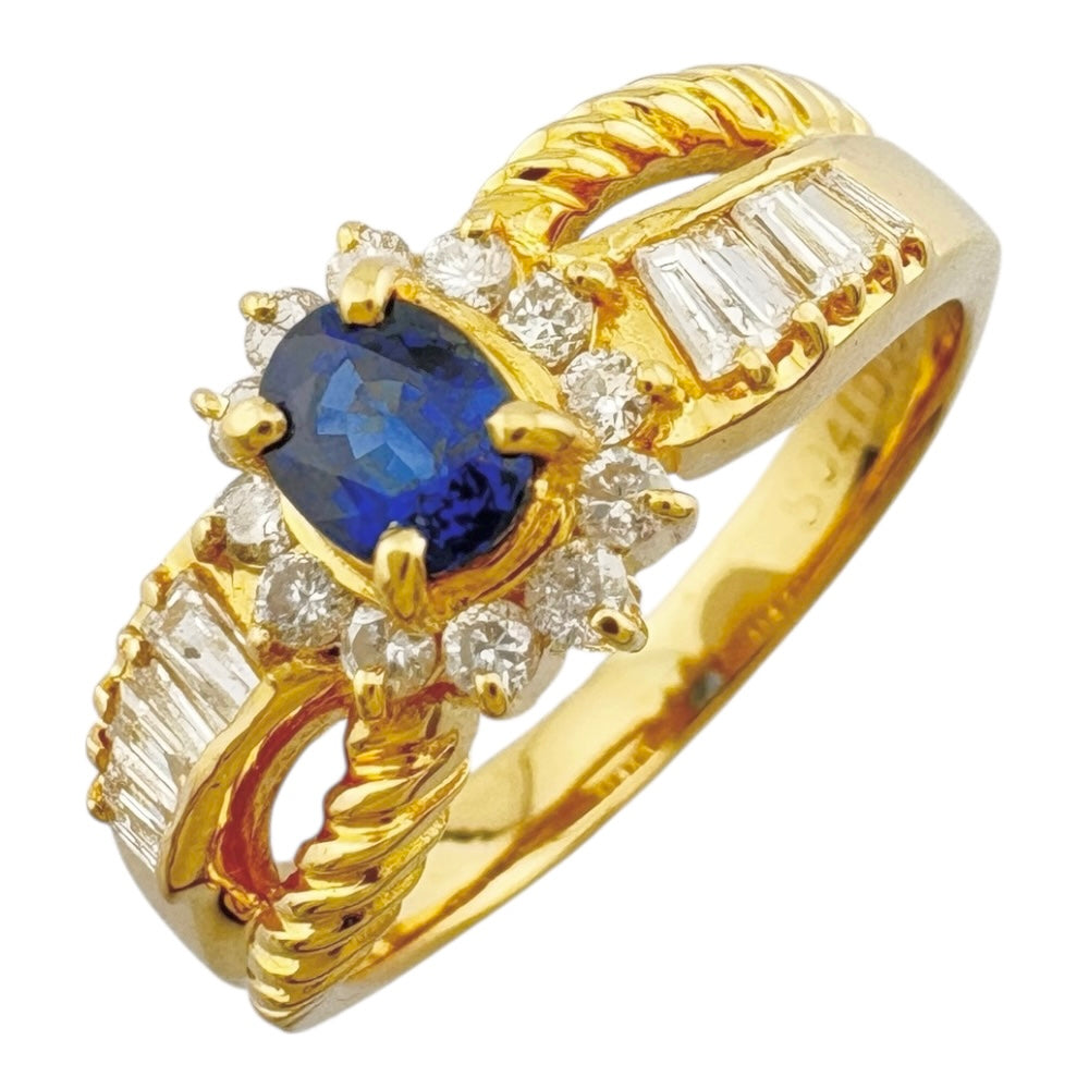 リング 指輪 10号 18金 サファイア 0.41ct ダイヤモンド 0.37ct