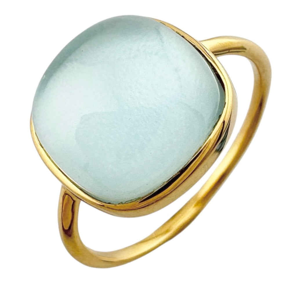 18K ブルートパーズリング 11号 K18 YG イエローゴールド ブルー