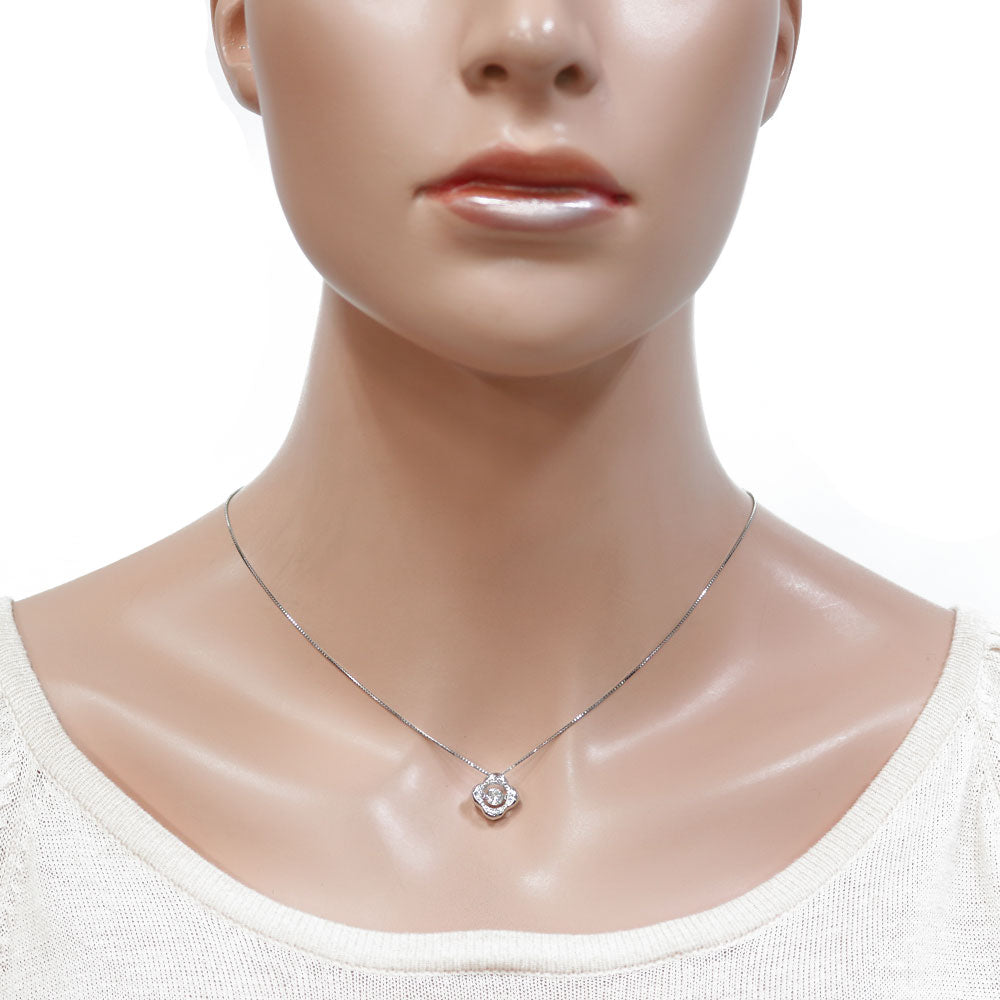 中古】 Pt850 Pt900 ネックレス ダイヤモンド：13石 ダンシング 花