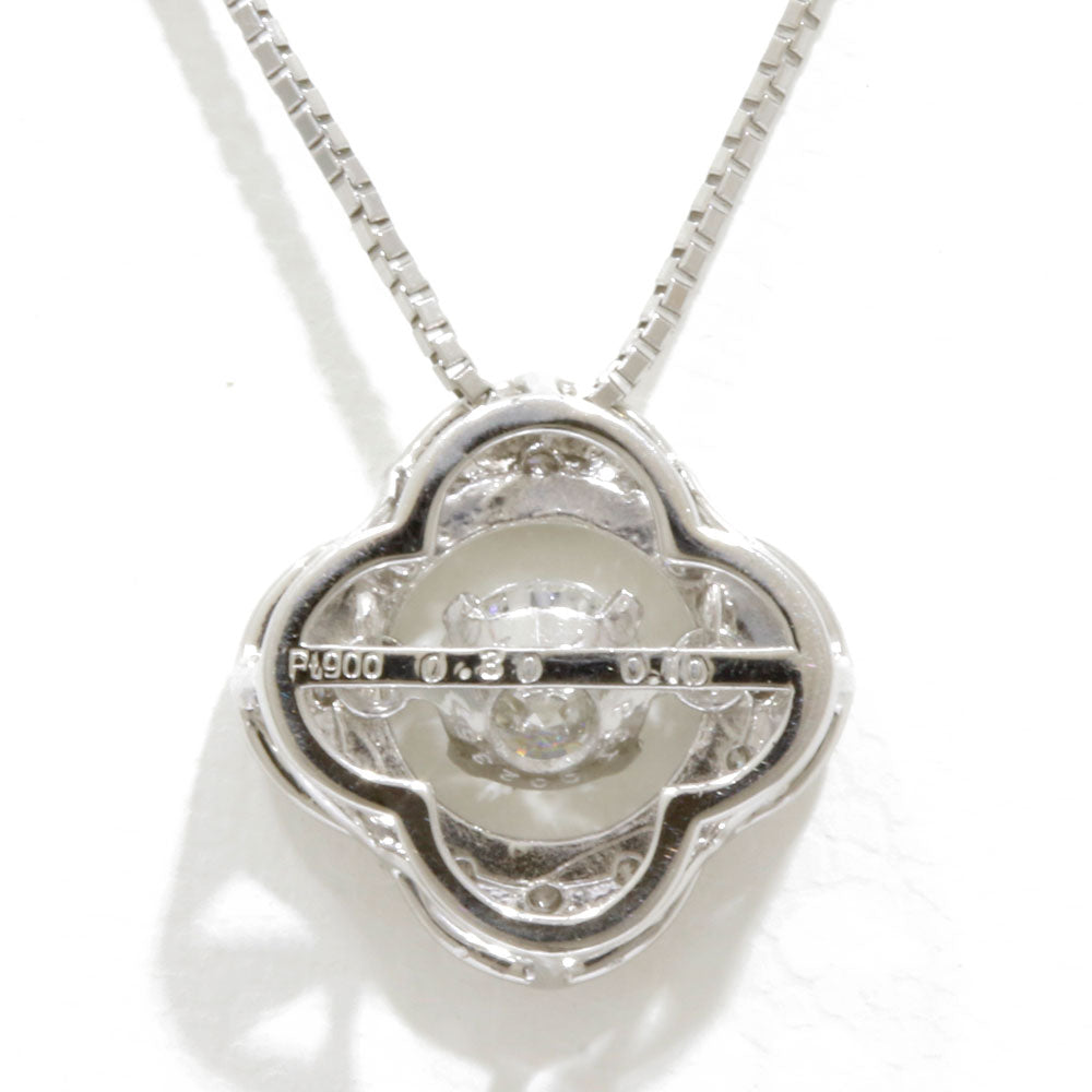 中古】 Pt850 Pt900 ネックレス ダイヤモンド：13石 ダンシング 花