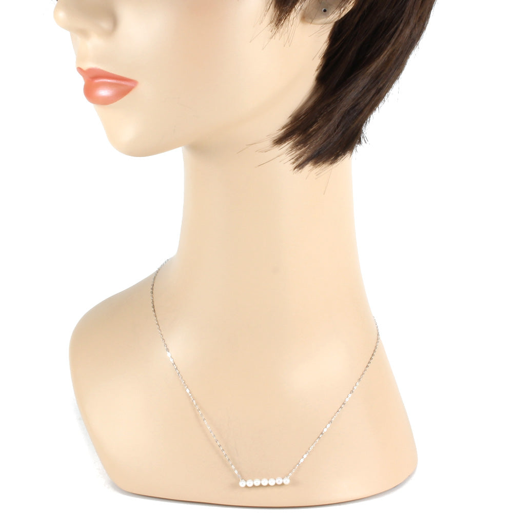 新品】 K18WG ネックレス パール ラインネックレス 18金 K18ホワイト