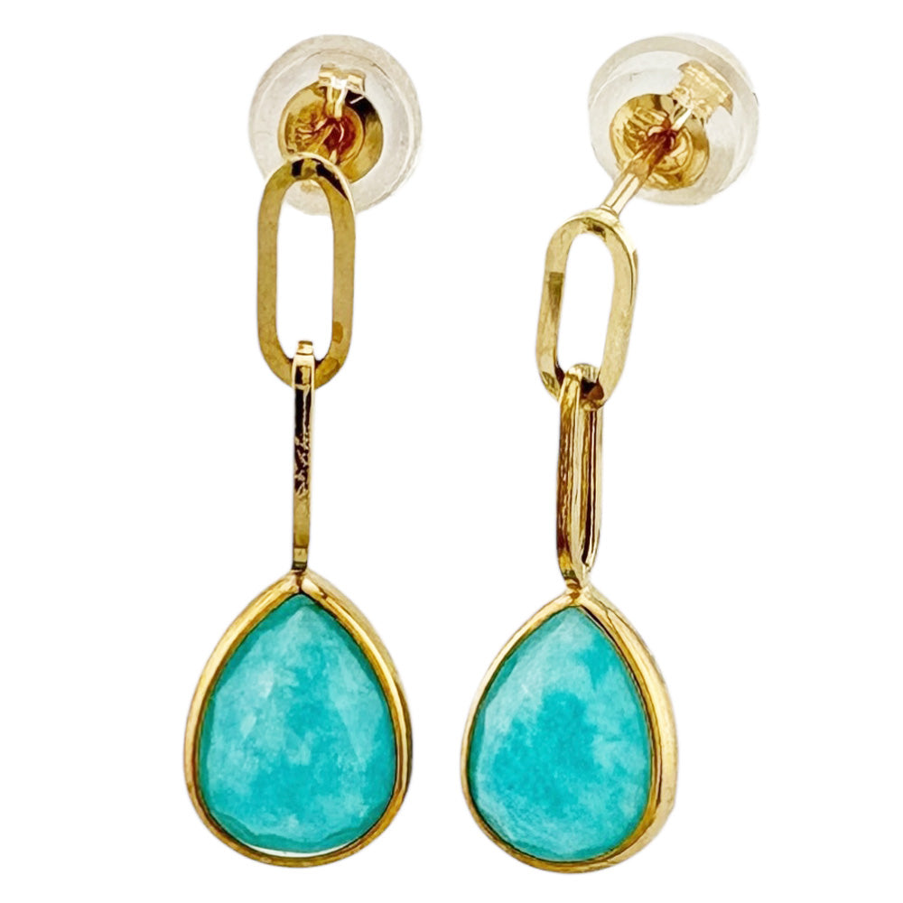 ピアス 10金 K10イエローゴールド アマゾナイト レディース 新品