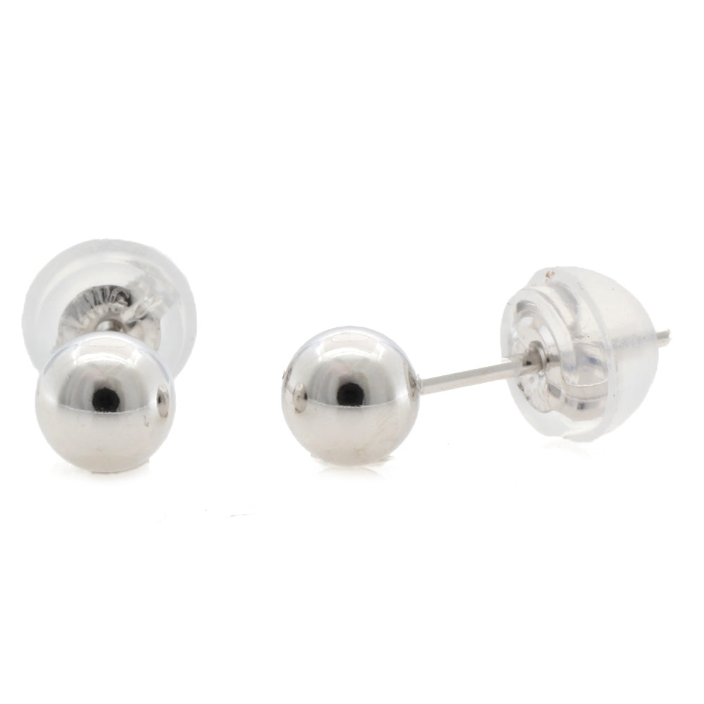 新品】 K14WG ピアス 丸玉 4mm ボール 14金 K14ホワイトゴールド 