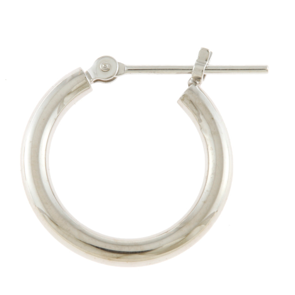 New] K14WG Earrings Hoop Pipe 2 x 15 14K K14 White Gold Silver