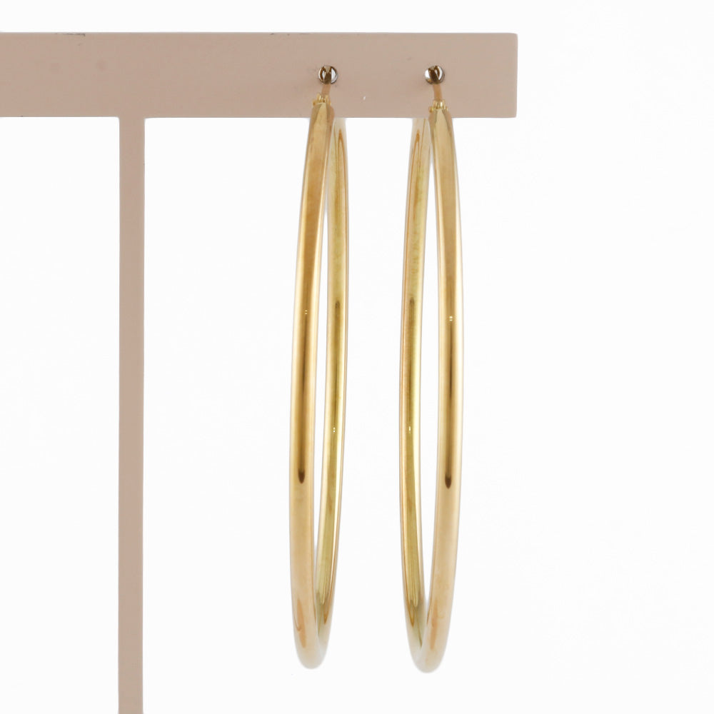 新品】 K18 ピアス フープ パイプ リング 大振り 2×50 18金 K18