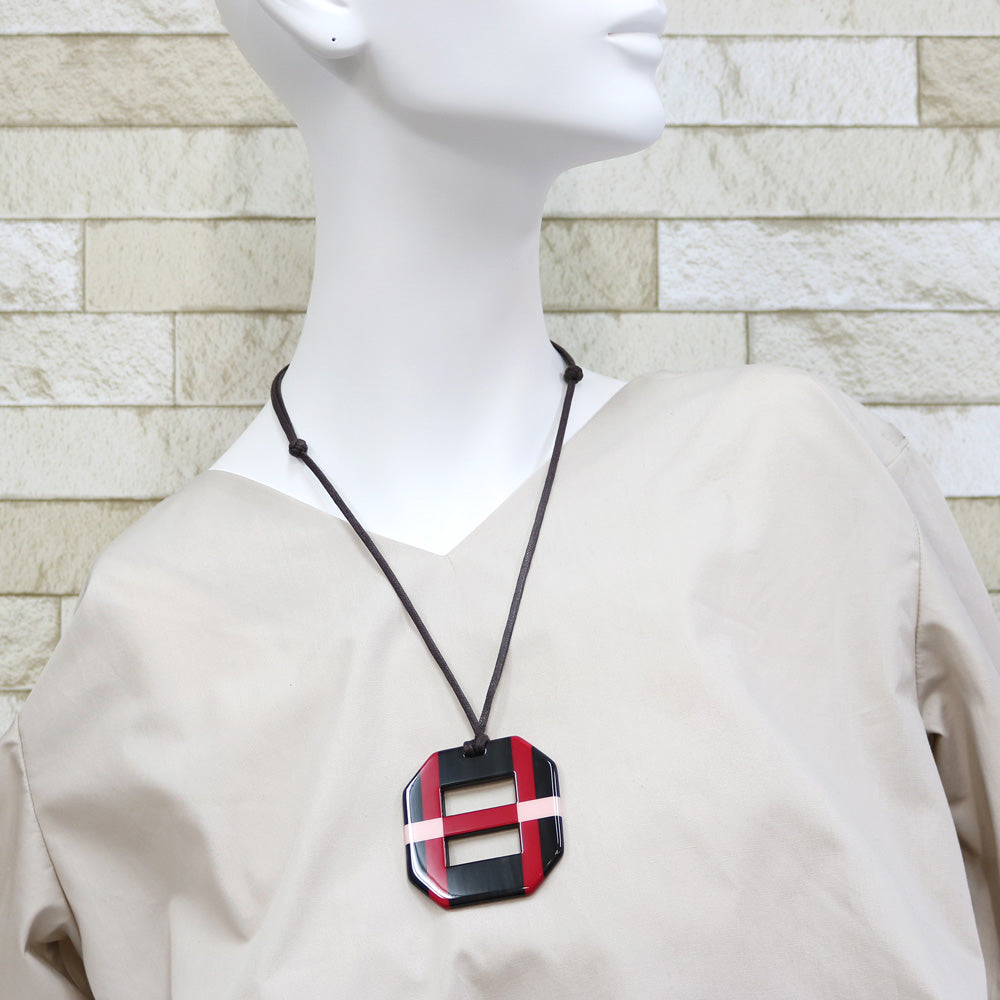 中古】 エルメス HERMES ネックレス プレート 水牛の角 ロング 