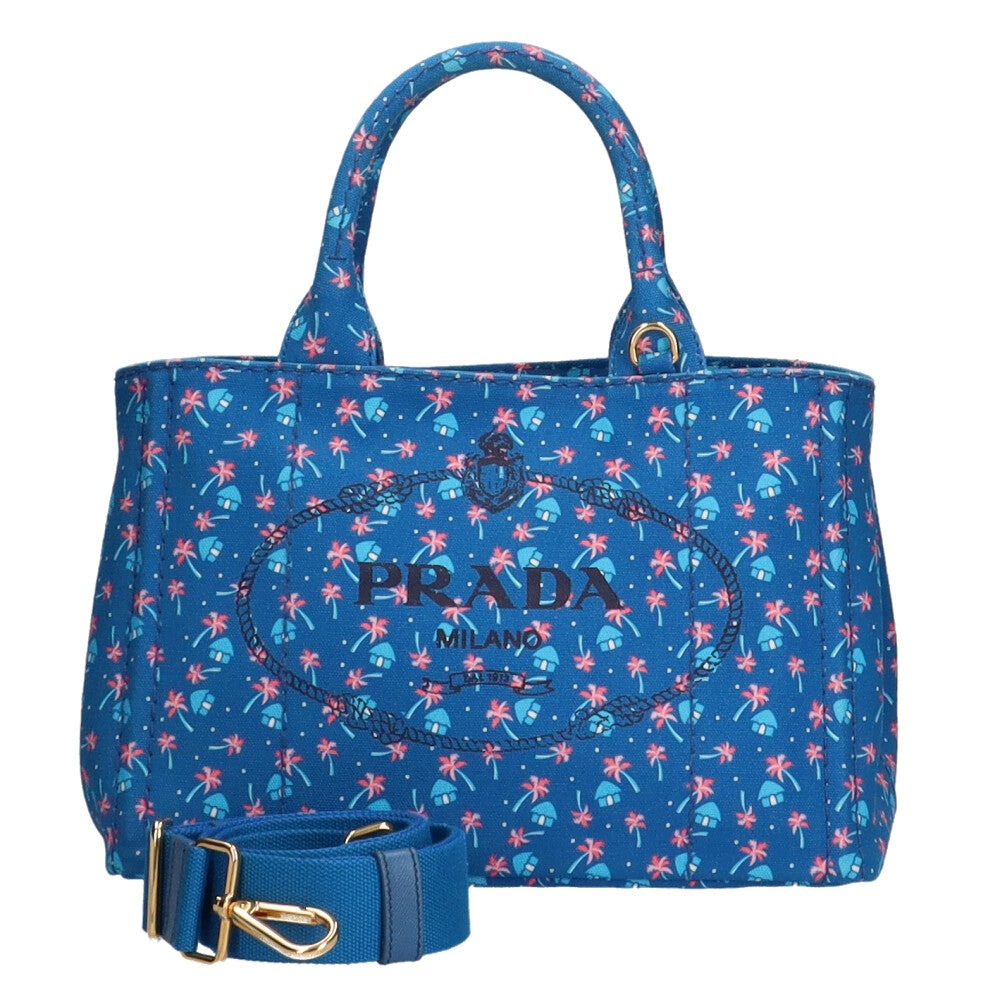 プラダ PRADA カナパトート ショルダーバッグ キャンバス ブルー 