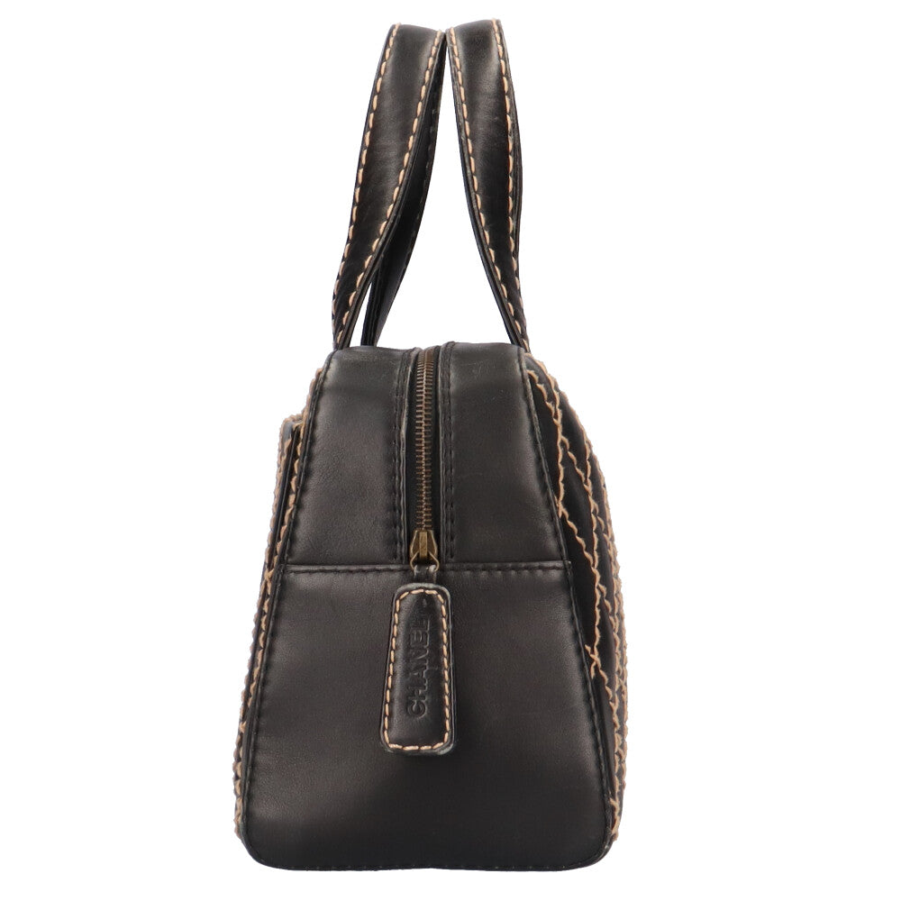 シャネル CHANEL ワイルドステッチ ハンドバッグ レザー ブラック