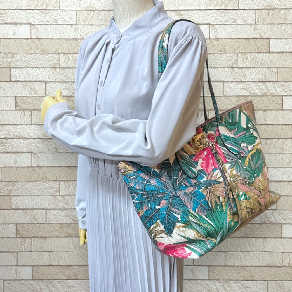Salvatore Ferragamo Tropical Print City Tote Gancini Tote Bag