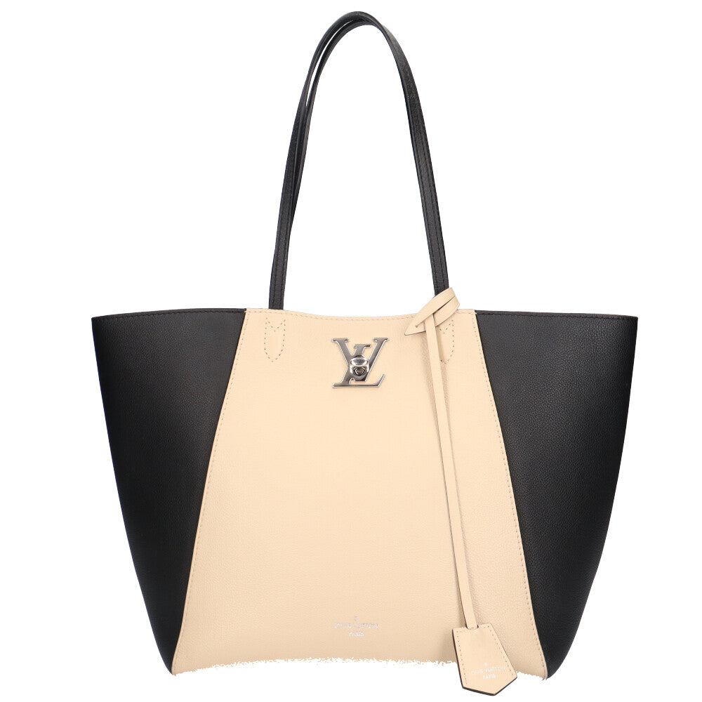 ルイヴィトン LOUIS VUITTON ロックミーカバ トートバッグ カーフ ベージュ レディース 中古 【ショッピングローン36回無金利対象】