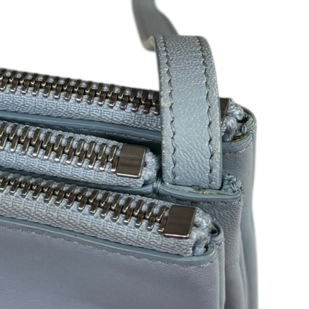 CELINE セリーヌ トリオ ラージ ショルダーバッグ レザー ブルー