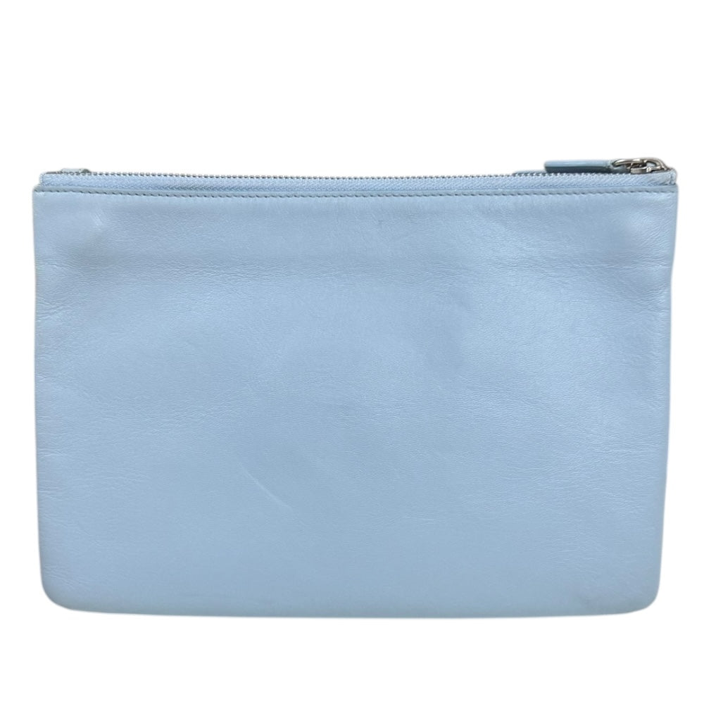 CELINE セリーヌ トリオ ラージ ショルダーバッグ レザー ブルー