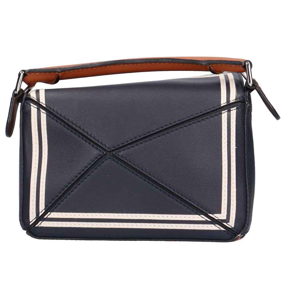 LOEWE Mini Puzzle Bag Shoulder Bag Calfskin Navy Women's Used