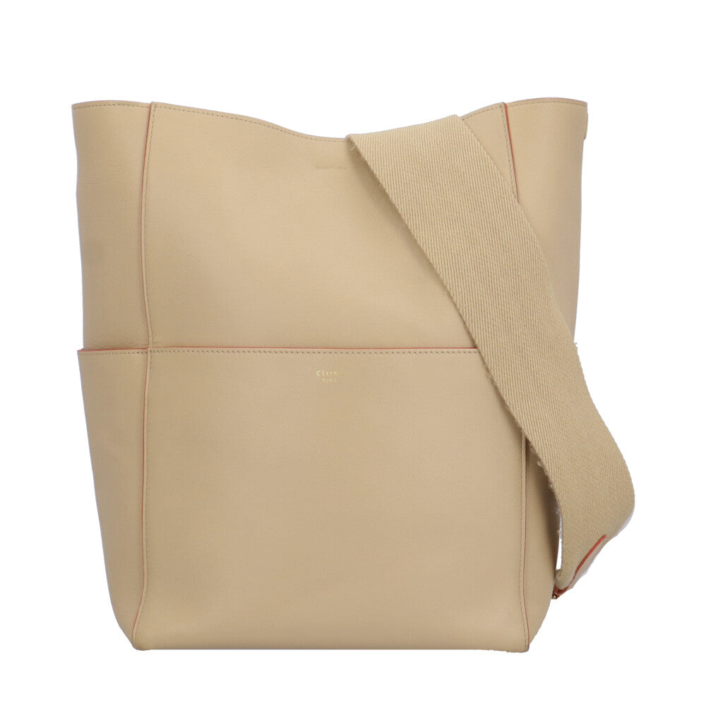 CELINE セリーヌ サングルバケット ショルダーバッグ レザー ベージュ