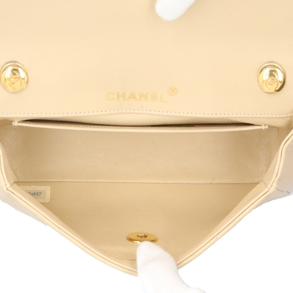 CHANEL シャネル ミニマトラッセ ショルダーバッグ レザー ベージュ