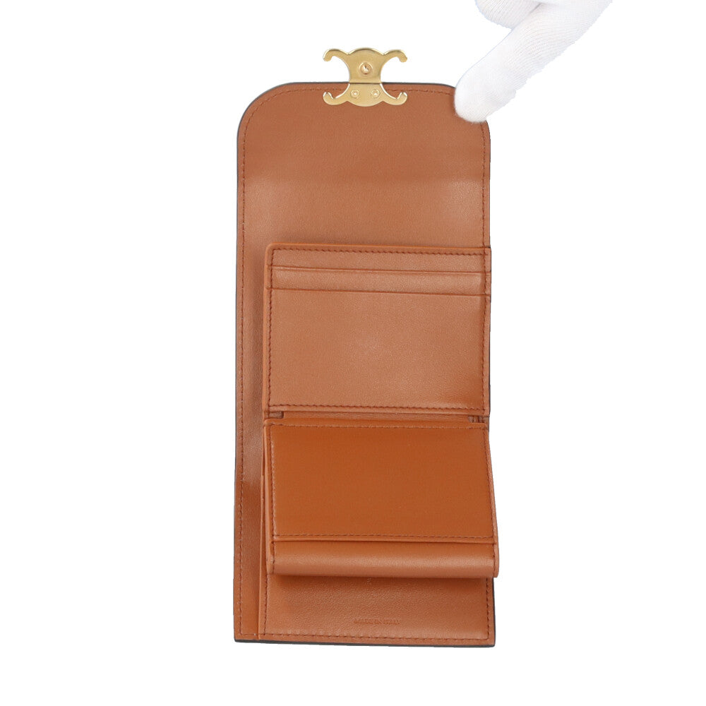 セリーヌ スモールフラップウォレット トリオンフ 三つ折り財布 レザー 10D783BZG.04LU レディース CELINE  中古 CELINE（セリーヌ） 財布 三つ折り財布 スモール フラップウォレット