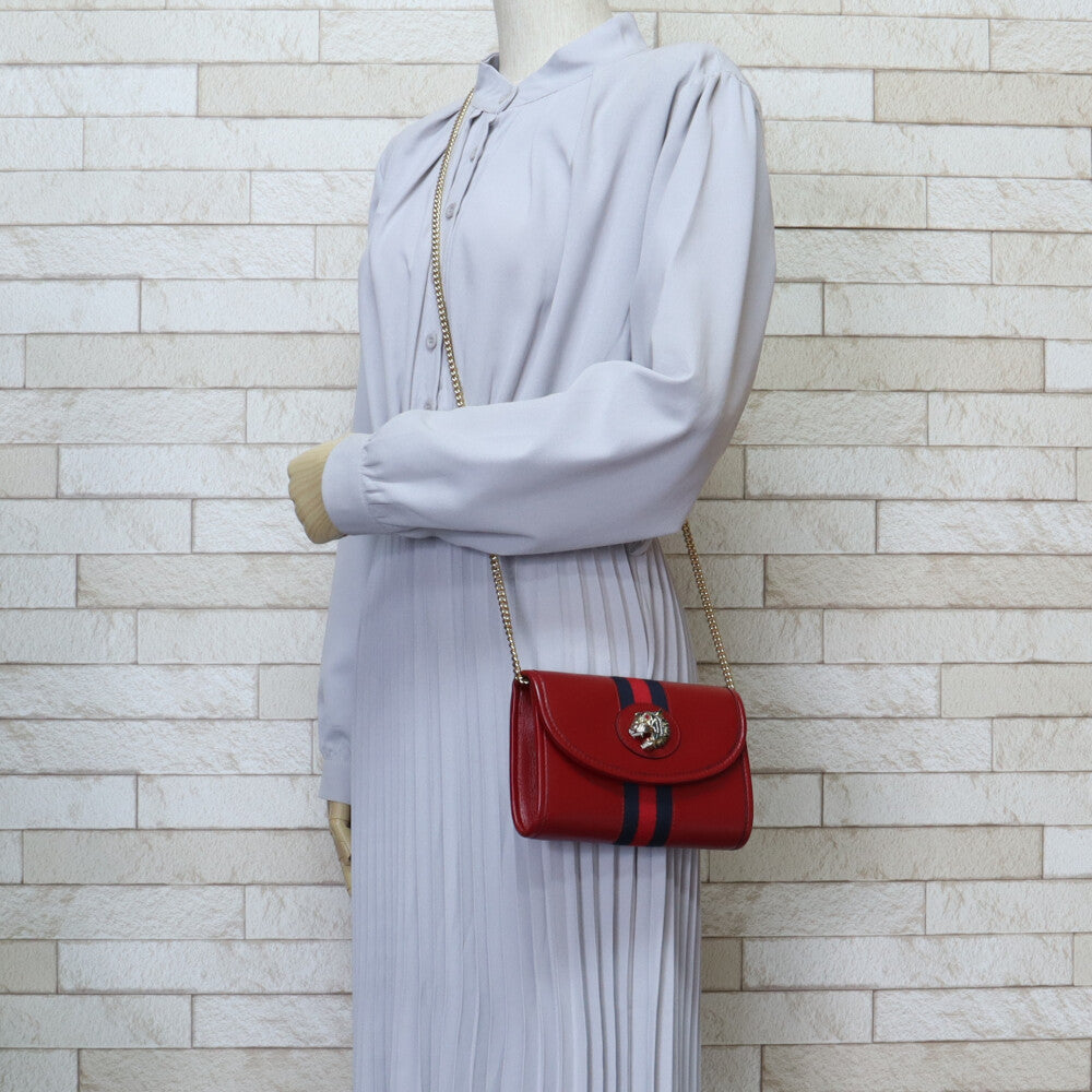 GUCCI グッチ タイガーヘッド ラジャ ショルダーバッグ レザー レッド