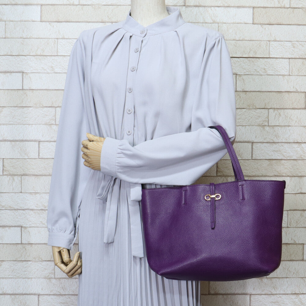 Salvatore Ferragamo Gancini Tote Bag Leather Purple Women's Used