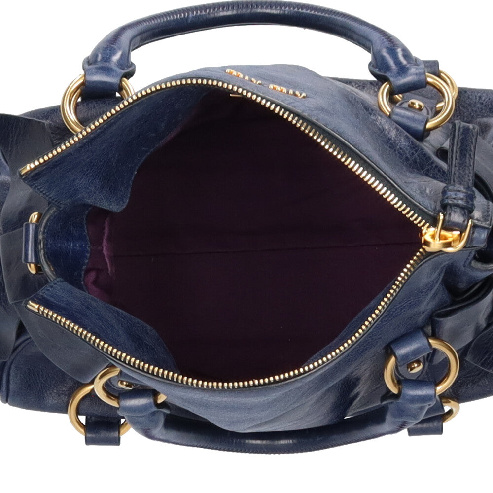 バッグ miu miu side ribbon leather hand bag MIUMIU Side Ribbon Leather bag brown - メルカリ