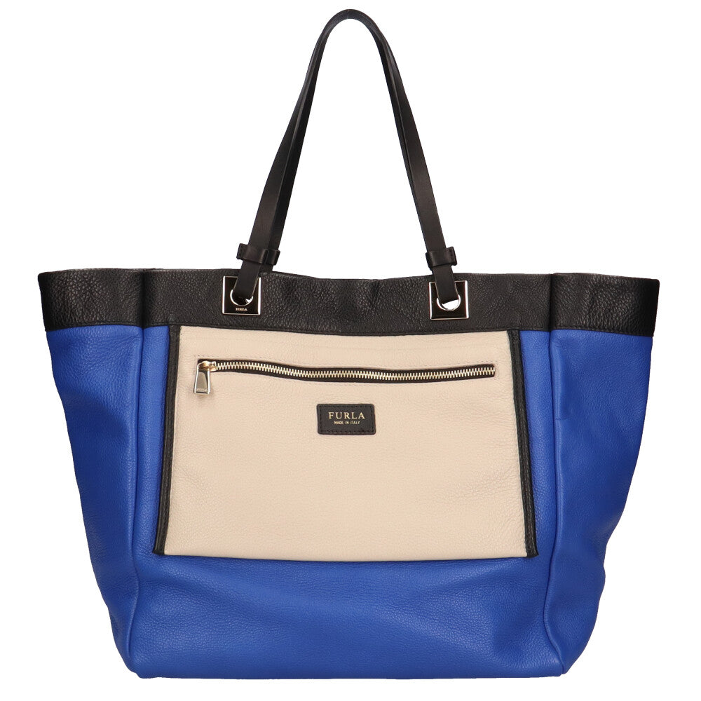 Furla reversible tote bag leather blue women's used – 【公式